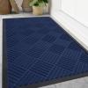 imageSmiry Front Door Mat Outside Entrance Heavy Duty Outdoor Indoor Natural Rubber Doormat Non Slip Trap Dirt and Moisture Easy Clean Low Profile Patio Porch Entryway Mat 295x17 GreyNavy Blue