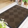 imageSmiry Front Door Mat Outside Entrance Heavy Duty Outdoor Indoor Natural Rubber Doormat Non Slip Trap Dirt and Moisture Easy Clean Low Profile Patio Porch Entryway Mat 295x17 GreyMix Brown