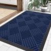 imageSmiry Front Door Mat Outside Entrance Heavy Duty Outdoor Indoor Natural Rubber Doormat Non Slip Trap Dirt and Moisture Easy Clean Low Profile Patio Porch Entryway Mat 295x17 GreyNavy Blue