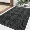 imageSmiry Front Door Mat Outside Entrance Heavy Duty Outdoor Indoor Natural Rubber Doormat Non Slip Trap Dirt and Moisture Easy Clean Low Profile Patio Porch Entryway Mat 295x17 GreyBlack
