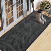 imageSmiry Front Door Mat Outside Entrance Heavy Duty Outdoor Indoor Natural Rubber Doormat Non Slip Trap Dirt and Moisture Easy Clean Low Profile Patio Porch Entryway Mat 295x17 GreyBlack