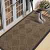 imageSmiry Front Door Mat Outside Entrance Heavy Duty Outdoor Indoor Natural Rubber Doormat Non Slip Trap Dirt and Moisture Easy Clean Low Profile Patio Porch Entryway Mat 295x17 GreyBrown