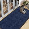 imageSmiry Front Door Mat Outside Entrance Heavy Duty Outdoor Indoor Natural Rubber Doormat Non Slip Trap Dirt and Moisture Easy Clean Low Profile Patio Porch Entryway Mat 295x17 GreyNavy Blue