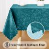 imageSmiry Rectangle Table Cloth Waterproof Heavy Duty Vinyl Tablecloths Wipeable Washable Table Cover for Kitchen and Dining Room Brown 60quot X 84quotEmerald Green