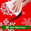 imageSmiry Rectangle Table Cloth Waterproof Vinyl Tablecloths with Flannel Backing for Rectangle Tables Wipeable Spillproof Plastic Tablecloth for Dining Camping Indoor and Outdoor 60quotx84quot BlackChristmas Red