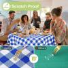 imageSmiry Round Plastic Table Cloth Waterproof Vinyl Tablecloth with Flannel Backing Wipeable Buffalo Plaid Table Cover for Dining Indoor and Outdoor Khaki ampamp White 60quot RoundBlue  White