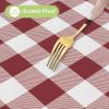 imageSmiry Round Plastic Table Cloth Waterproof Vinyl Tablecloth with Flannel Backing Wipeable Buffalo Plaid Table Cover for Dining Indoor and Outdoor Khaki ampamp White 60quot RoundBurgundy  White
