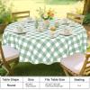 imageSmiry Round Plastic Table Cloth Waterproof Vinyl Tablecloth with Flannel Backing Wipeable Buffalo Plaid Table Cover for Dining Indoor and Outdoor Khaki ampamp White 60quot RoundSage Green  White