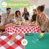 imageSmiry Round Plastic Table Cloth Waterproof Vinyl Tablecloth with Flannel Backing Wipeable Buffalo Plaid Table Cover for Dining Indoor and Outdoor Khaki ampamp White 60quot RoundRed  White