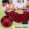 imageSmiry Round Plastic Table Cloth Waterproof Vinyl Tablecloth with Flannel Backing Wipeable Buffalo Plaid Table Cover for Dining Indoor and Outdoor Khaki ampamp White 60quot RoundRed  Black