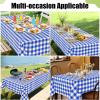imageSmiry Round Plastic Table Cloth Waterproof Vinyl Tablecloth with Flannel Backing Wipeable Buffalo Plaid Table Cover for Dining Indoor and Outdoor Khaki ampamp White 60quot RoundBlue  White