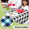imageSmiry Round Plastic Table Cloth Waterproof Vinyl Tablecloth with Flannel Backing Wipeable Buffalo Plaid Table Cover for Dining Indoor and Outdoor Khaki ampamp White 60quot RoundBlack  White