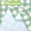 imageSmiry Round Plastic Table Cloth Waterproof Vinyl Tablecloth with Flannel Backing Wipeable Buffalo Plaid Table Cover for Dining Indoor and Outdoor Khaki ampamp White 60quot RoundSage Green  White