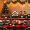 imageSmiry Round Plastic Table Cloth Waterproof Vinyl Tablecloth with Flannel Backing Wipeable Buffalo Plaid Table Cover for Dining Indoor and Outdoor Khaki ampamp White 60quot RoundRed  Black