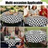 imageSmiry Round Plastic Table Cloth Waterproof Vinyl Tablecloth with Flannel Backing Wipeable Buffalo Plaid Table Cover for Dining Indoor and Outdoor Khaki ampamp White 60quot RoundBlack  White