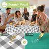 imageSmiry Round Plastic Table Cloth Waterproof Vinyl Tablecloth with Flannel Backing Wipeable Buffalo Plaid Table Cover for Dining Indoor and Outdoor Khaki ampamp White 60quot RoundGrey  White