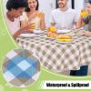 imageSmiry Round Plastic Table Cloth Waterproof Vinyl Tablecloth with Flannel Backing Wipeable Buffalo Plaid Table Cover for Dining Indoor and Outdoor Khaki ampamp White 60quot RoundKhaki  White