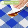imageSmiry Round Plastic Table Cloth Waterproof Vinyl Tablecloth with Flannel Backing Wipeable Buffalo Plaid Table Cover for Dining Indoor and Outdoor Khaki ampamp White 60quot RoundBlue  White