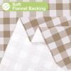 imageSmiry Round Plastic Table Cloth Waterproof Vinyl Tablecloth with Flannel Backing Wipeable Buffalo Plaid Table Cover for Dining Indoor and Outdoor Khaki ampamp White 60quot RoundKhaki  White