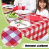 imageSmiry Round Plastic Table Cloth Waterproof Vinyl Tablecloth with Flannel Backing Wipeable Buffalo Plaid Table Cover for Dining Indoor and Outdoor Khaki ampamp White 60quot RoundRed  White