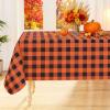 imageSmiry Round Plastic Table Cloth Waterproof Vinyl Tablecloth with Flannel Backing Wipeable Buffalo Plaid Table Cover for Dining Indoor and Outdoor Khaki ampamp White 60quot RoundOrange  Black