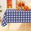 imageSmiry Round Plastic Table Cloth Waterproof Vinyl Tablecloth with Flannel Backing Wipeable Buffalo Plaid Table Cover for Dining Indoor and Outdoor Khaki ampamp White 60quot RoundNavy  White