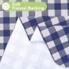imageSmiry Round Plastic Table Cloth Waterproof Vinyl Tablecloth with Flannel Backing Wipeable Buffalo Plaid Table Cover for Dining Indoor and Outdoor Khaki ampamp White 60quot RoundNavy  White