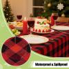 imageSmiry Round Plastic Table Cloth Waterproof Vinyl Tablecloth with Flannel Backing Wipeable Buffalo Plaid Table Cover for Dining Indoor and Outdoor Khaki ampamp White 60quot RoundRed  Black