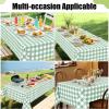 imageSmiry Round Plastic Table Cloth Waterproof Vinyl Tablecloth with Flannel Backing Wipeable Buffalo Plaid Table Cover for Dining Indoor and Outdoor Khaki ampamp White 60quot RoundSage Green  White