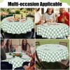 imageSmiry Round Plastic Table Cloth Waterproof Vinyl Tablecloth with Flannel Backing Wipeable Buffalo Plaid Table Cover for Dining Indoor and Outdoor Khaki ampamp White 60quot RoundSage Green  White
