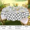 imageSmiry Round Plastic Table Cloth Waterproof Vinyl Tablecloth with Flannel Backing Wipeable Buffalo Plaid Table Cover for Dining Indoor and Outdoor Khaki ampamp White 60quot RoundGrey  White