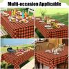 imageSmiry Round Plastic Table Cloth Waterproof Vinyl Tablecloth with Flannel Backing Wipeable Buffalo Plaid Table Cover for Dining Indoor and Outdoor Khaki ampamp White 60quot RoundOrange  Black