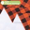 imageSmiry Round Plastic Table Cloth Waterproof Vinyl Tablecloth with Flannel Backing Wipeable Buffalo Plaid Table Cover for Dining Indoor and Outdoor Khaki ampamp White 60quot RoundOrange  Black