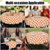 imageSmiry Round Plastic Table Cloth Waterproof Vinyl Tablecloth with Flannel Backing Wipeable Buffalo Plaid Table Cover for Dining Indoor and Outdoor Khaki ampamp White 60quot RoundOrange  White