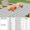 imageSmiry Round Plastic Table Cloth Waterproof Vinyl Tablecloth with Flannel Backing Wipeable Buffalo Plaid Table Cover for Dining Indoor and Outdoor Khaki ampamp White 60quot RoundGrey  White