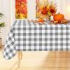 imageSmiry Round Plastic Table Cloth Waterproof Vinyl Tablecloth with Flannel Backing Wipeable Buffalo Plaid Table Cover for Dining Indoor and Outdoor Khaki ampamp White 60quot RoundGrey  White