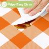imageSmiry Round Plastic Table Cloth Waterproof Vinyl Tablecloth with Flannel Backing Wipeable Buffalo Plaid Table Cover for Dining Indoor and Outdoor Khaki ampamp White 60quot RoundOrange  White