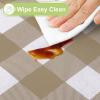 imageSmiry Round Plastic Table Cloth Waterproof Vinyl Tablecloth with Flannel Backing Wipeable Buffalo Plaid Table Cover for Dining Indoor and Outdoor Khaki ampamp White 60quot RoundKhaki  White