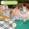 imageSmiry Round Plastic Table Cloth Waterproof Vinyl Tablecloth with Flannel Backing Wipeable Buffalo Plaid Table Cover for Dining Indoor and Outdoor Khaki ampamp White 60quot RoundGrey  White