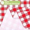 imageSmiry Round Plastic Table Cloth Waterproof Vinyl Tablecloth with Flannel Backing Wipeable Buffalo Plaid Table Cover for Dining Indoor and Outdoor Khaki ampamp White 60quot RoundRed  White