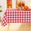 imageSmiry Round Plastic Table Cloth Waterproof Vinyl Tablecloth with Flannel Backing Wipeable Buffalo Plaid Table Cover for Dining Indoor and Outdoor Khaki ampamp White 60quot RoundRed  White