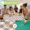 imageSmiry Round Plastic Table Cloth Waterproof Vinyl Tablecloth with Flannel Backing Wipeable Buffalo Plaid Table Cover for Dining Indoor and Outdoor Khaki ampamp White 60quot RoundKhaki  White
