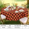 imageSmiry Round Plastic Table Cloth Waterproof Vinyl Tablecloth with Flannel Backing Wipeable Buffalo Plaid Table Cover for Dining Indoor and Outdoor Khaki ampamp White 60quot RoundOrange  Black
