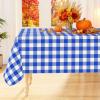 imageSmiry Round Plastic Table Cloth Waterproof Vinyl Tablecloth with Flannel Backing Wipeable Buffalo Plaid Table Cover for Dining Indoor and Outdoor Khaki ampamp White 60quot RoundBlue  White