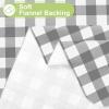 imageSmiry Round Plastic Table Cloth Waterproof Vinyl Tablecloth with Flannel Backing Wipeable Buffalo Plaid Table Cover for Dining Indoor and Outdoor Khaki ampamp White 60quot RoundGrey  White