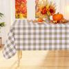 imageSmiry Round Plastic Table Cloth Waterproof Vinyl Tablecloth with Flannel Backing Wipeable Buffalo Plaid Table Cover for Dining Indoor and Outdoor Khaki ampamp White 60quot RoundKhaki  White