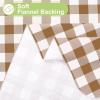 imageSmiry Round Plastic Table Cloth Waterproof Vinyl Tablecloth with Flannel Backing Wipeable Buffalo Plaid Table Cover for Dining Indoor and Outdoor Khaki ampamp White 60quot RoundBrown  White