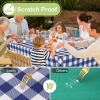 imageSmiry Round Plastic Table Cloth Waterproof Vinyl Tablecloth with Flannel Backing Wipeable Buffalo Plaid Table Cover for Dining Indoor and Outdoor Khaki ampamp White 60quot RoundNavy  White