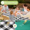 imageSmiry Round Plastic Table Cloth Waterproof Vinyl Tablecloth with Flannel Backing Wipeable Buffalo Plaid Table Cover for Dining Indoor and Outdoor Khaki ampamp White 60quot RoundBlack  White