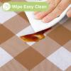 imageSmiry Round Plastic Table Cloth Waterproof Vinyl Tablecloth with Flannel Backing Wipeable Buffalo Plaid Table Cover for Dining Indoor and Outdoor Khaki ampamp White 60quot RoundBrown  White